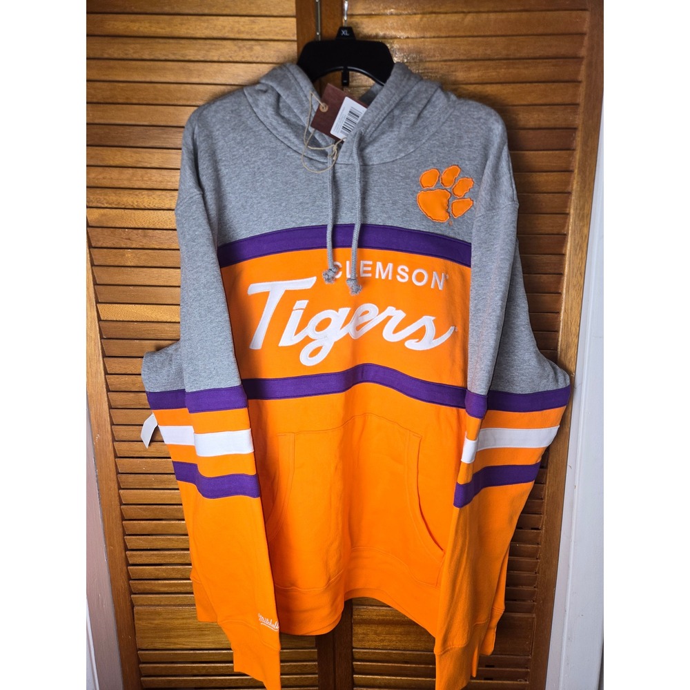 Clemson Tigers Mitchell & Ness Head Coach Hoodie Orange/Purple Mens 2XL